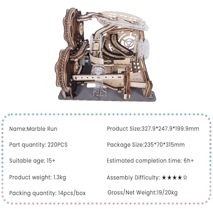 MARBLE RUN SET，3D WOODEN PUZZLES，MECHANICAL WOODEN MARBLE RUN MODEL FOR ADULTS KIT，FUN DIY MODEL KIT CRAFTS FOR ADULTS，MARBLE GAME FOR HOBBY ENTHUSASTS - Image 2